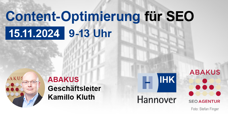 IHK Hannover Seminar am 15.11.2024: Content-Optimierung für SEO